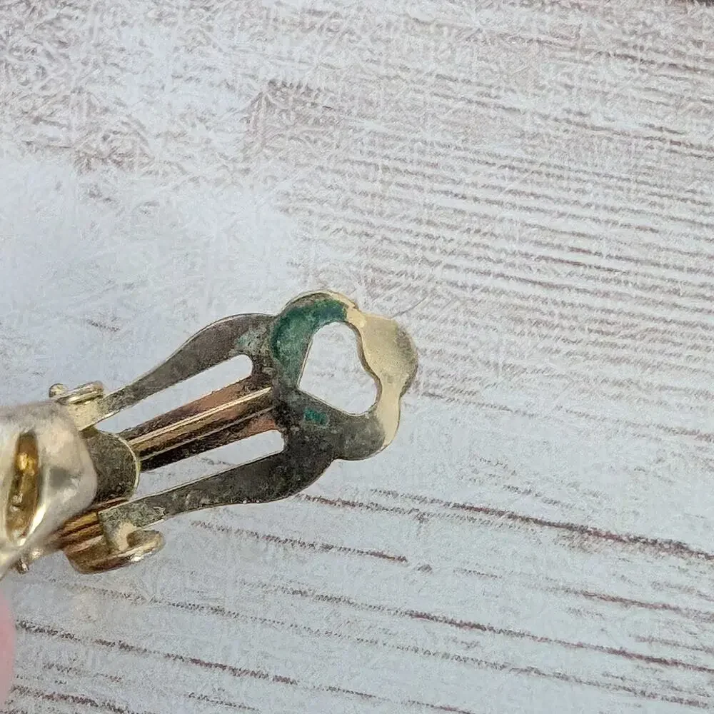 Vintage Clip On Earrings Gold Tone Cut Out Half Hoops - Condition Issues